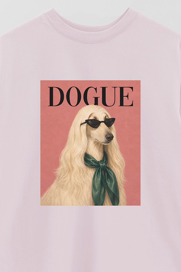 REMERA OVER ESTAMPADA DOGUE AFGHAN HOUND COUTURE