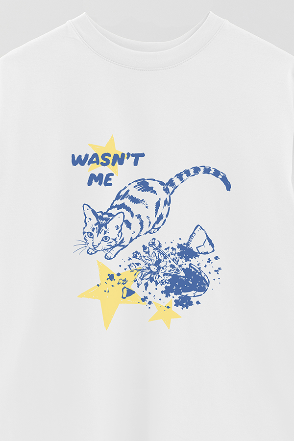 REMERA OVER ESTAMPADA CAT WASNT ME