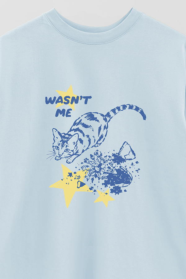 REMERA OVER ESTAMPADA CAT WASNT ME