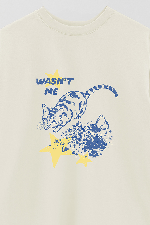 REMERA OVER ESTAMPADA CAT WASNT ME
