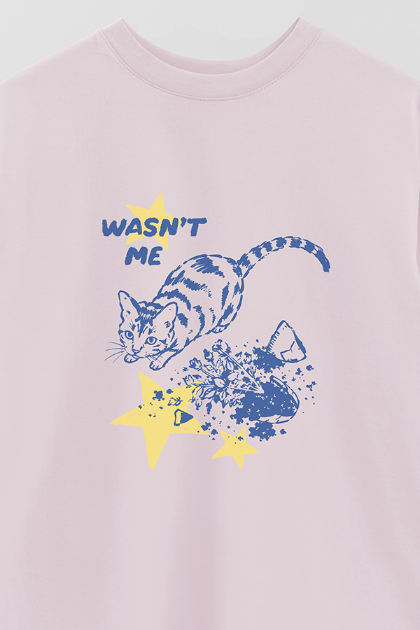 REMERA OVER ESTAMPADA CAT WASNT ME