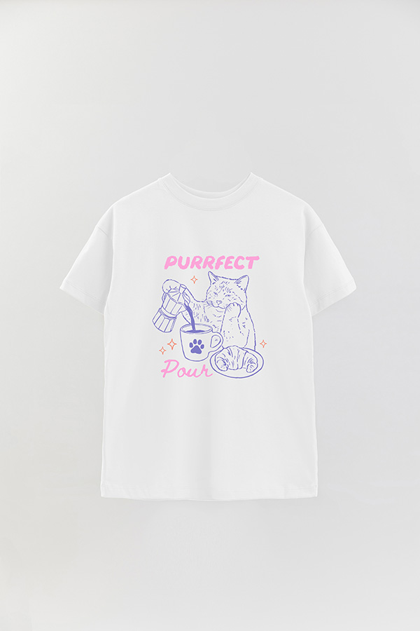 REMERA OVER ESTAMPADA CAT PURRFECT