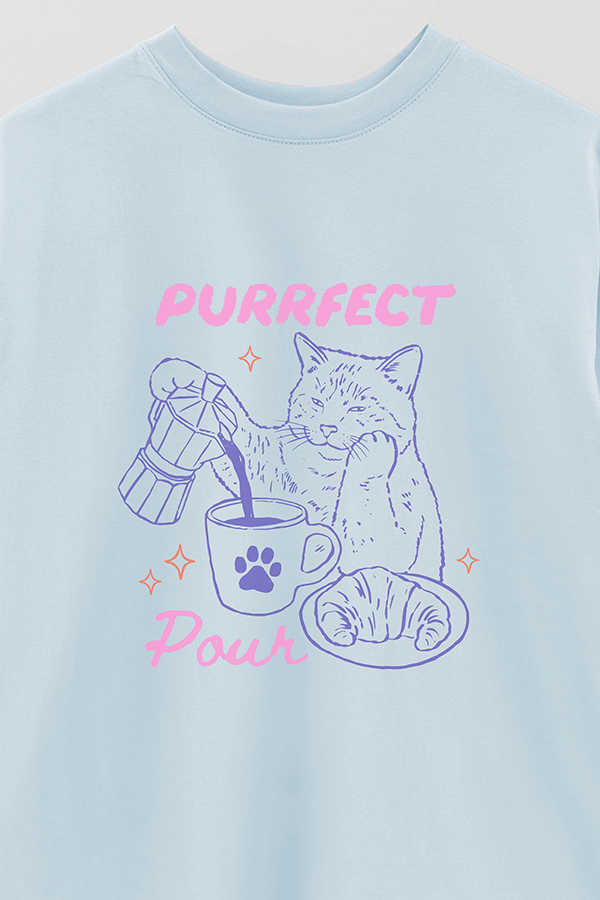 REMERA OVER ESTAMPADA CAT PURRFECT