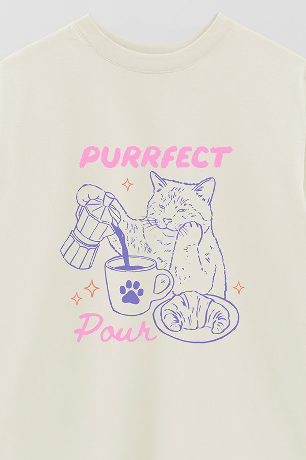 REMERA OVER ESTAMPADA CAT PURRFECT