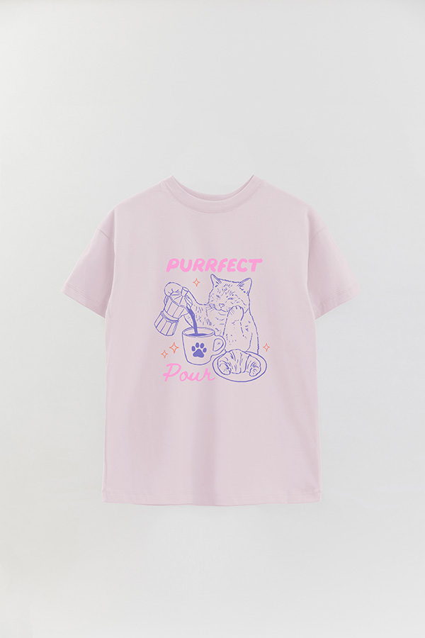 REMERA OVER ESTAMPADA CAT PURRFECT