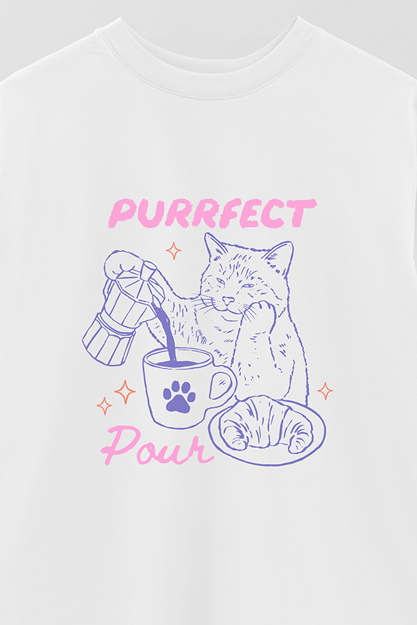 REMERA OVER ESTAMPADA CAT PURRFECT