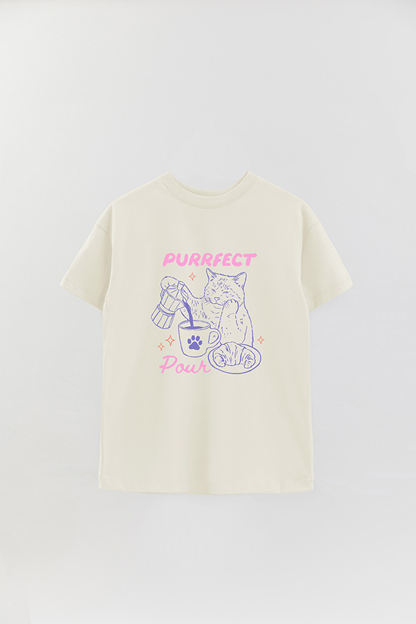 REMERA OVER ESTAMPADA CAT PURRFECT