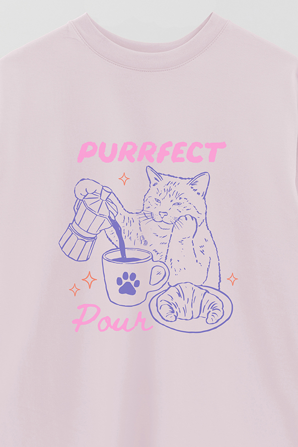 REMERA OVER ESTAMPADA CAT PURRFECT