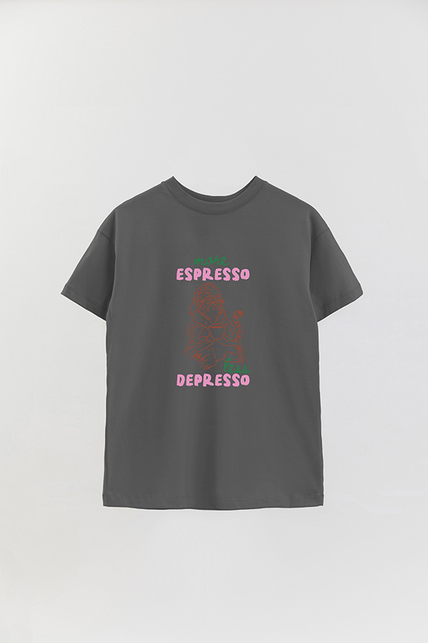 REMERA OVER ESTAMPADA CAT MORE ESPRESSO