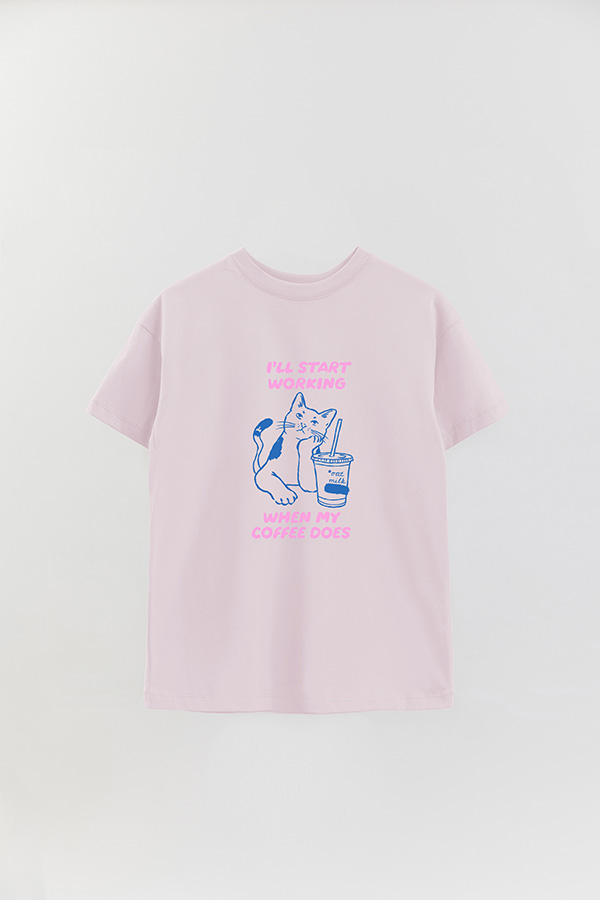 REMERA OVER ESTAMPADA CAT ILL START WORKING
