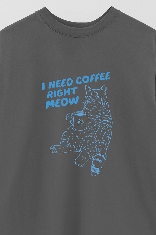 REMERA OVER ESTAMPADA CAT I NEED COFFEE