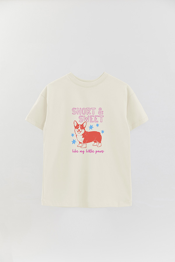 REMERA OVER ESTAMPADA DOG SHORT AND SWEET