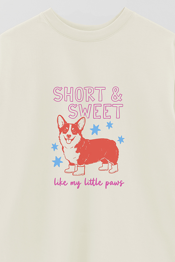 REMERA OVER ESTAMPADA DOG SHORT AND SWEET