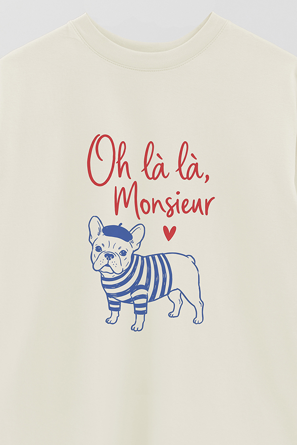 REMERA OVER ESTAMPADA DOG OH LA LA MONSIEUR