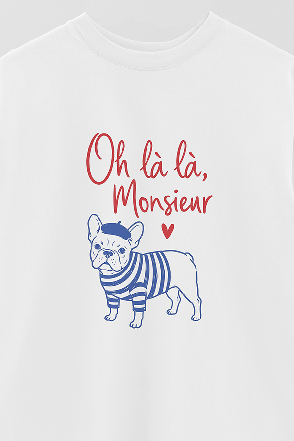 REMERA OVER ESTAMPADA DOG OH LA LA MONSIEUR