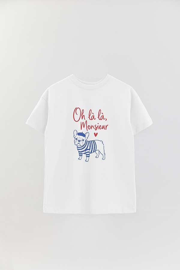 REMERA OVER ESTAMPADA DOG OH LA LA MONSIEUR