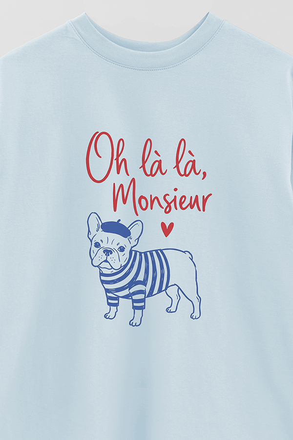 REMERA OVER ESTAMPADA DOG OH LA LA MONSIEUR