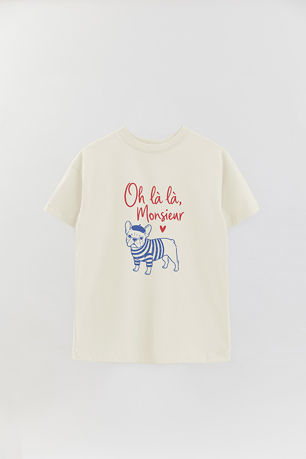 REMERA OVER ESTAMPADA DOG OH LA LA MONSIEUR