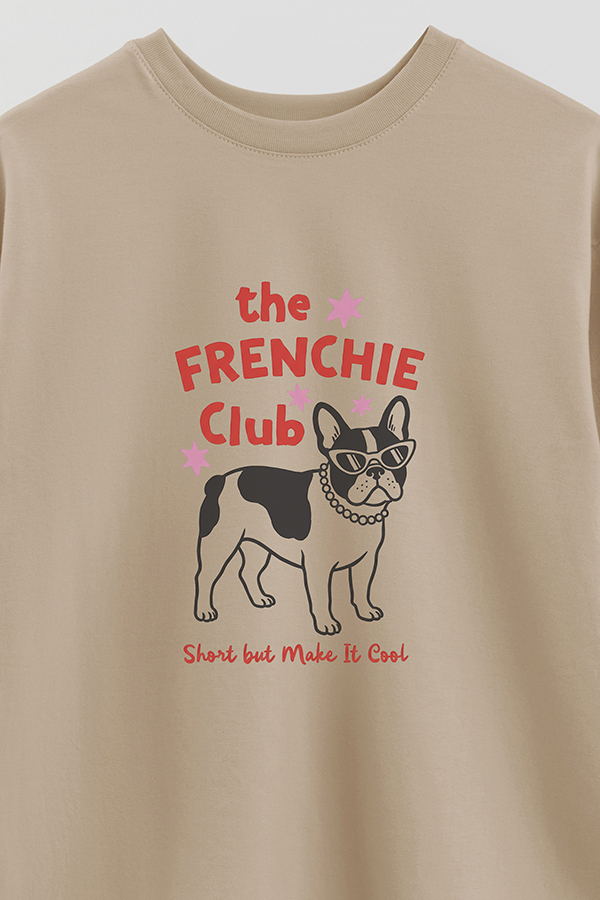 REMERA OVER ESTAMPADA DOG FRENCHIE CLUB