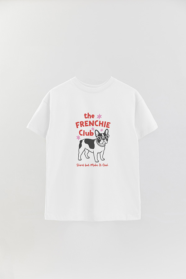 REMERA OVER ESTAMPADA DOG FRENCHIE CLUB