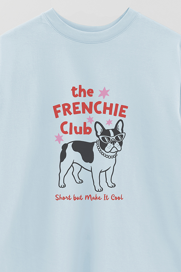REMERA OVER ESTAMPADA DOG FRENCHIE CLUB