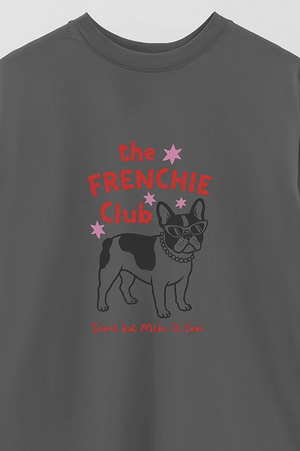 REMERA OVER ESTAMPADA DOG FRENCHIE CLUB