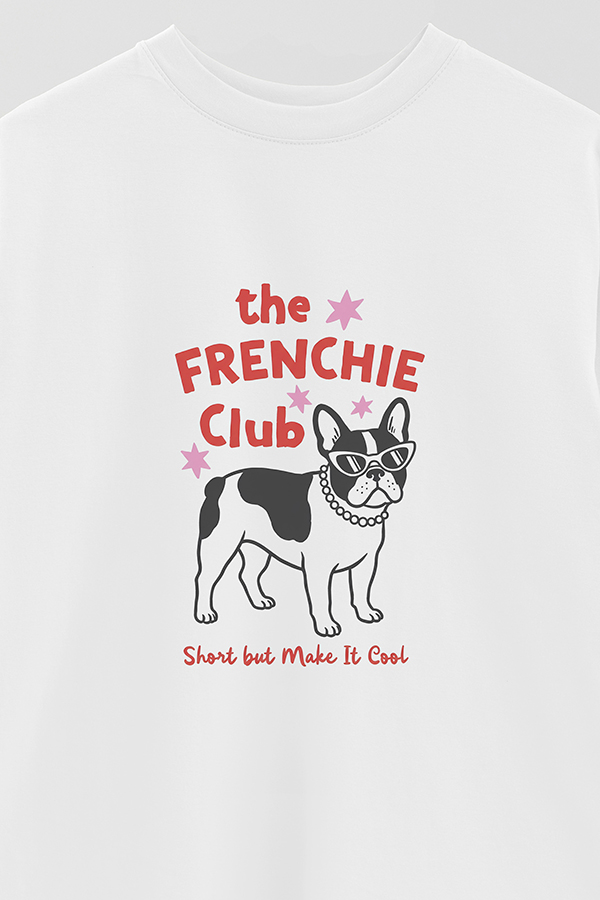 REMERA OVER ESTAMPADA DOG FRENCHIE CLUB