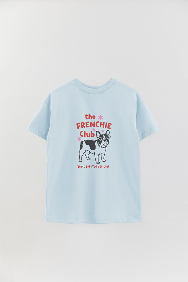 REMERA OVER ESTAMPADA DOG FRENCHIE CLUB