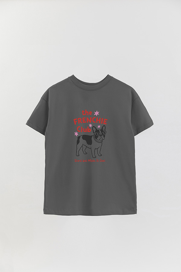 REMERA OVER ESTAMPADA DOG FRENCHIE CLUB