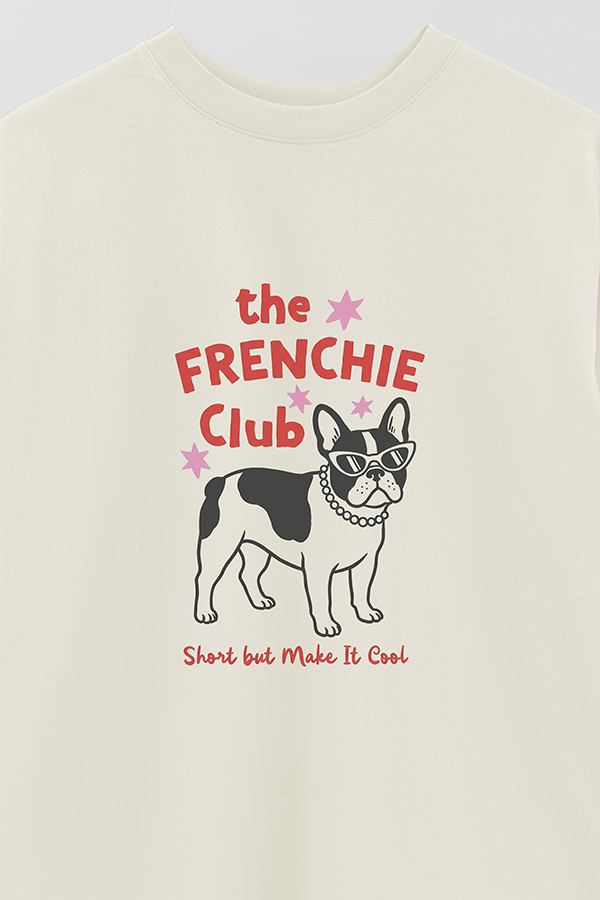 REMERA OVER ESTAMPADA DOG FRENCHIE CLUB
