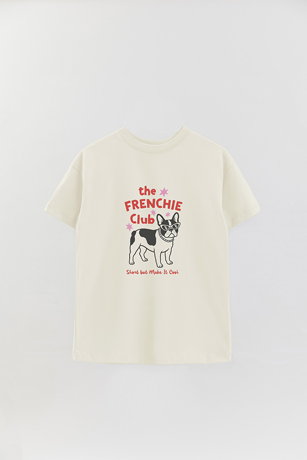 REMERA OVER ESTAMPADA DOG FRENCHIE CLUB