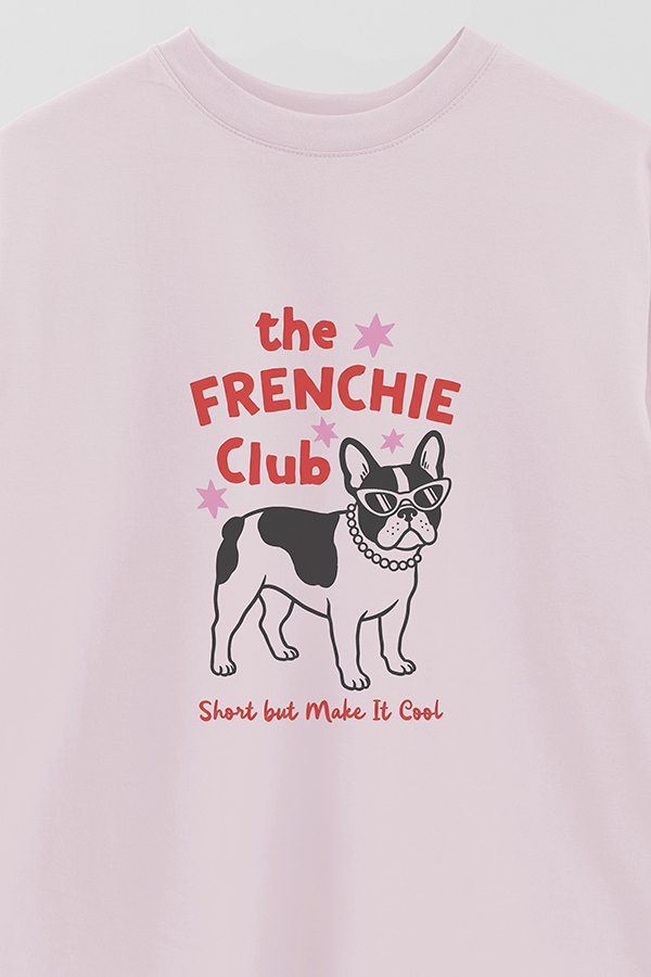 REMERA OVER ESTAMPADA DOG FRENCHIE CLUB