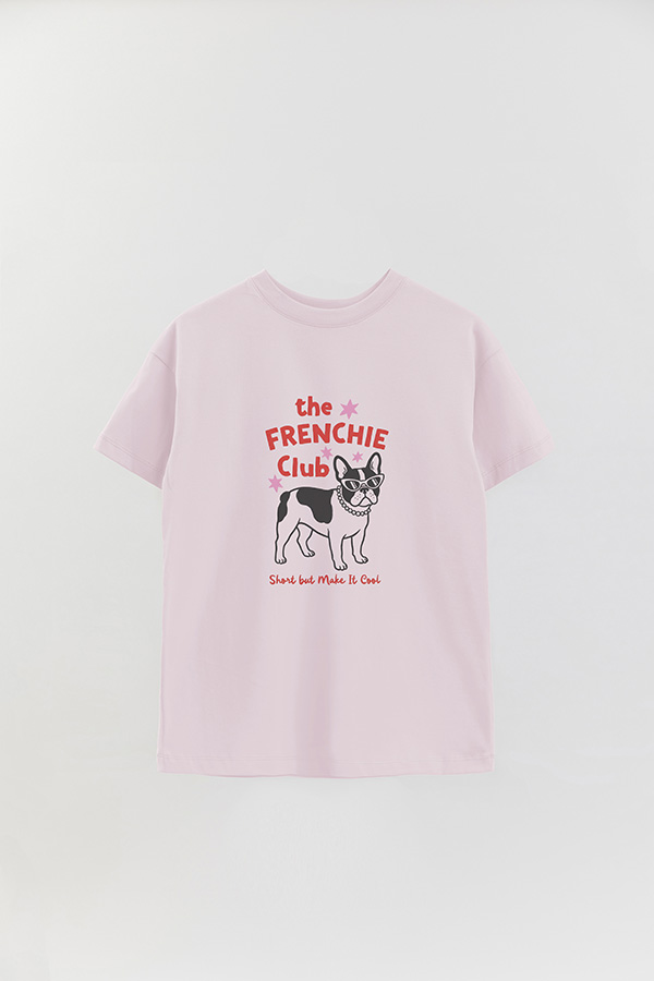 REMERA OVER ESTAMPADA DOG FRENCHIE CLUB