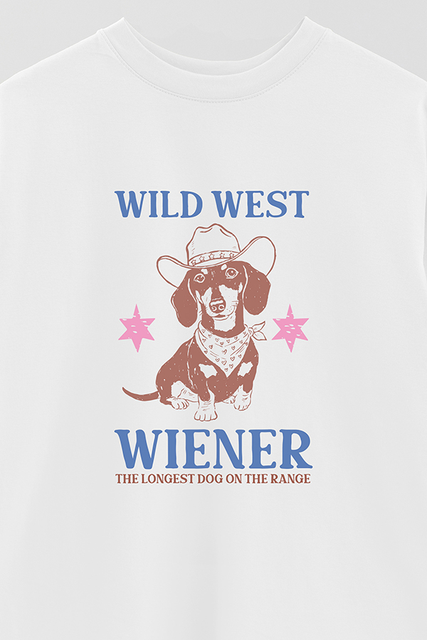 REMERA OVER ESTAMPADA DOG WILD WEST WIENER