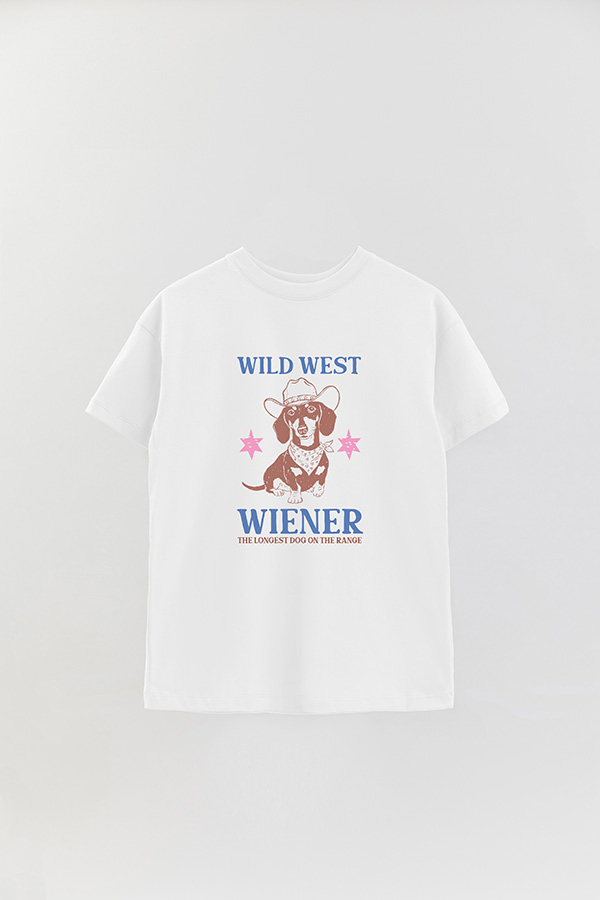 REMERA OVER ESTAMPADA DOG WILD WEST WIENER