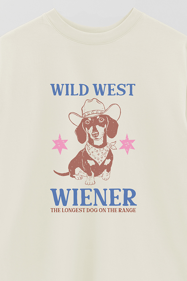 REMERA OVER ESTAMPADA DOG WILD WEST WIENER