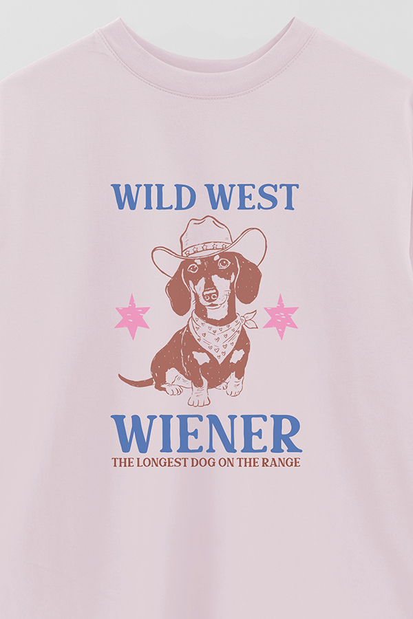 REMERA OVER ESTAMPADA DOG WILD WEST WIENER