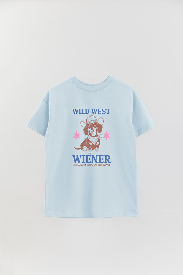 REMERA OVER ESTAMPADA DOG WILD WEST WIENER