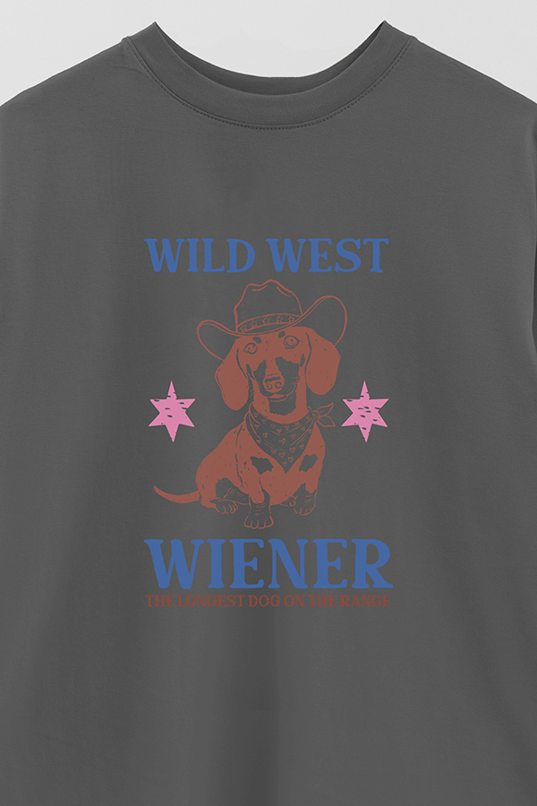 REMERA OVER ESTAMPADA DOG WILD WEST WIENER