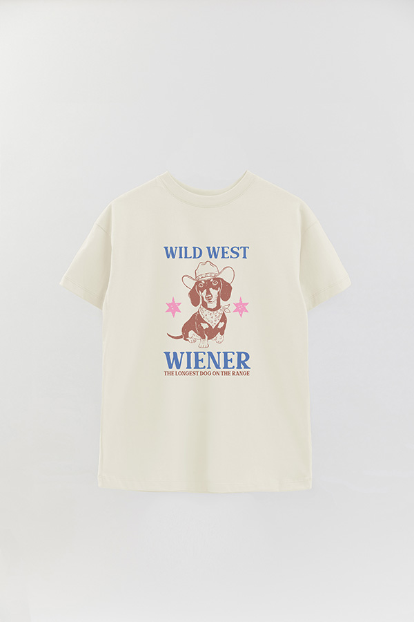 REMERA OVER ESTAMPADA DOG WILD WEST WIENER
