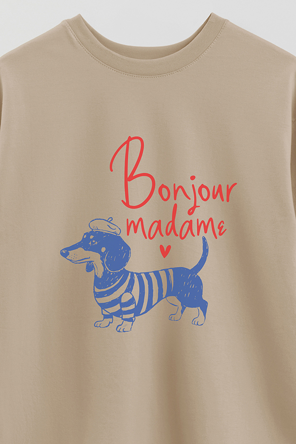 REMERA OVER ESTAMPADA DOG BONJOUR MADAME