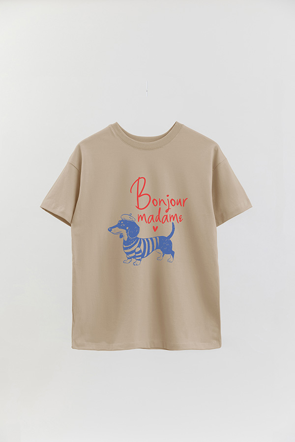 REMERA OVER ESTAMPADA DOG BONJOUR MADAME