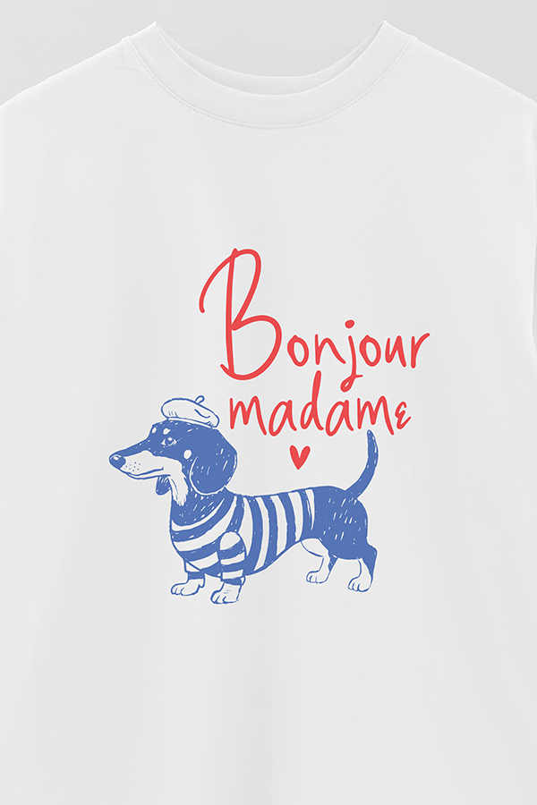 REMERA OVER ESTAMPADA DOG BONJOUR MADAME