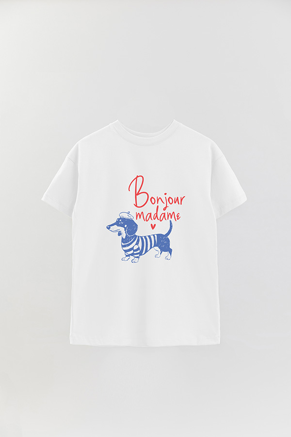 REMERA OVER ESTAMPADA DOG BONJOUR MADAME