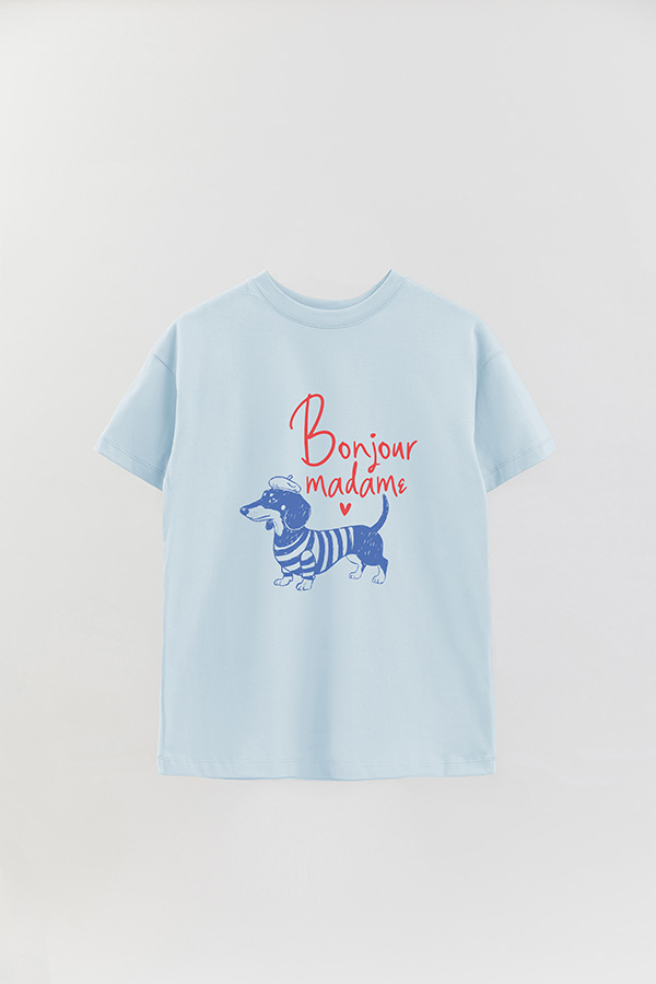 REMERA OVER ESTAMPADA DOG BONJOUR MADAME