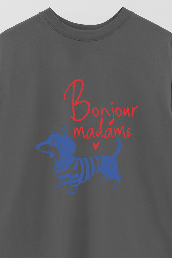 REMERA OVER ESTAMPADA DOG BONJOUR MADAME