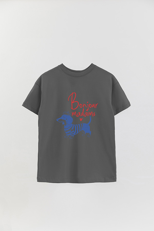 REMERA OVER ESTAMPADA DOG BONJOUR MADAME