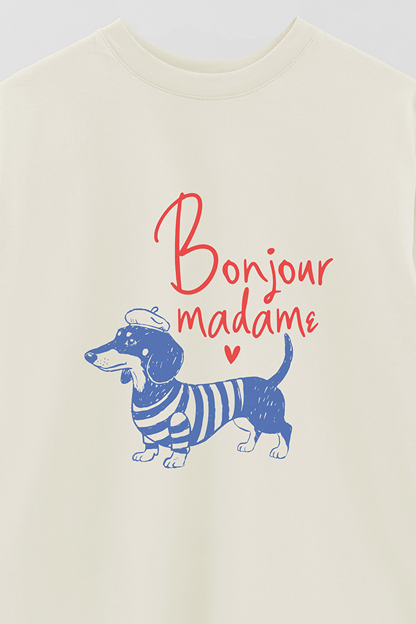 REMERA OVER ESTAMPADA DOG BONJOUR MADAME