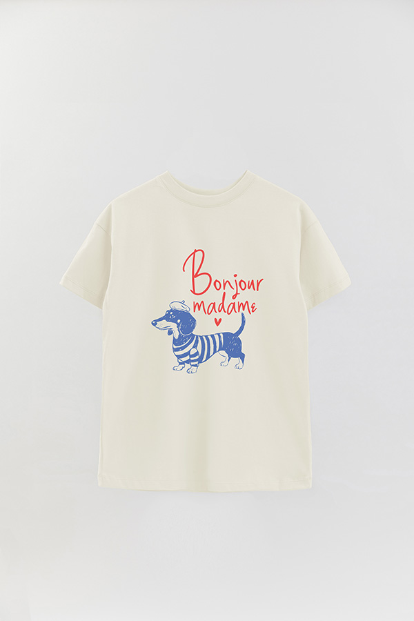 REMERA OVER ESTAMPADA DOG BONJOUR MADAME