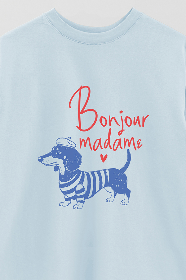 REMERA OVER ESTAMPADA DOG BONJOUR MADAME